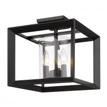 Golden 2073-SF12 BLK-CLR - Smyth 12" Semi-Flush in Matte Black with Clear Glass Shades