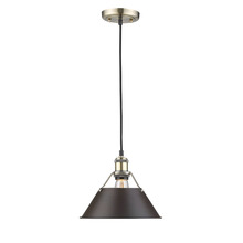 Golden 3306-M AB-RBZ - Orwell AB Medium Pendant - 10" in Aged Brass with Rubbed Bronze shade