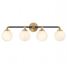  V6-L8-9604-4-143 - Dresden 4-Light Bathroom Vanity Light in Matte Black with Warm Brass Accents