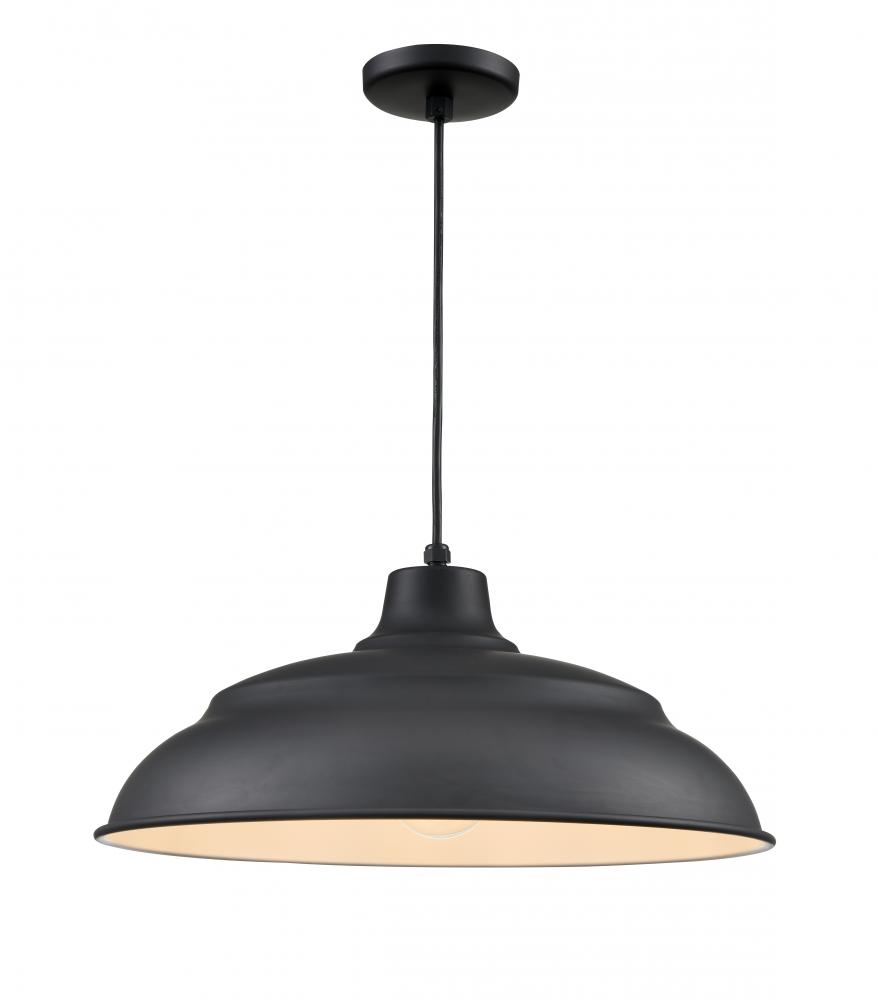 R Series 1-Light Cord Hung Aluminum Warehouse Satin Black