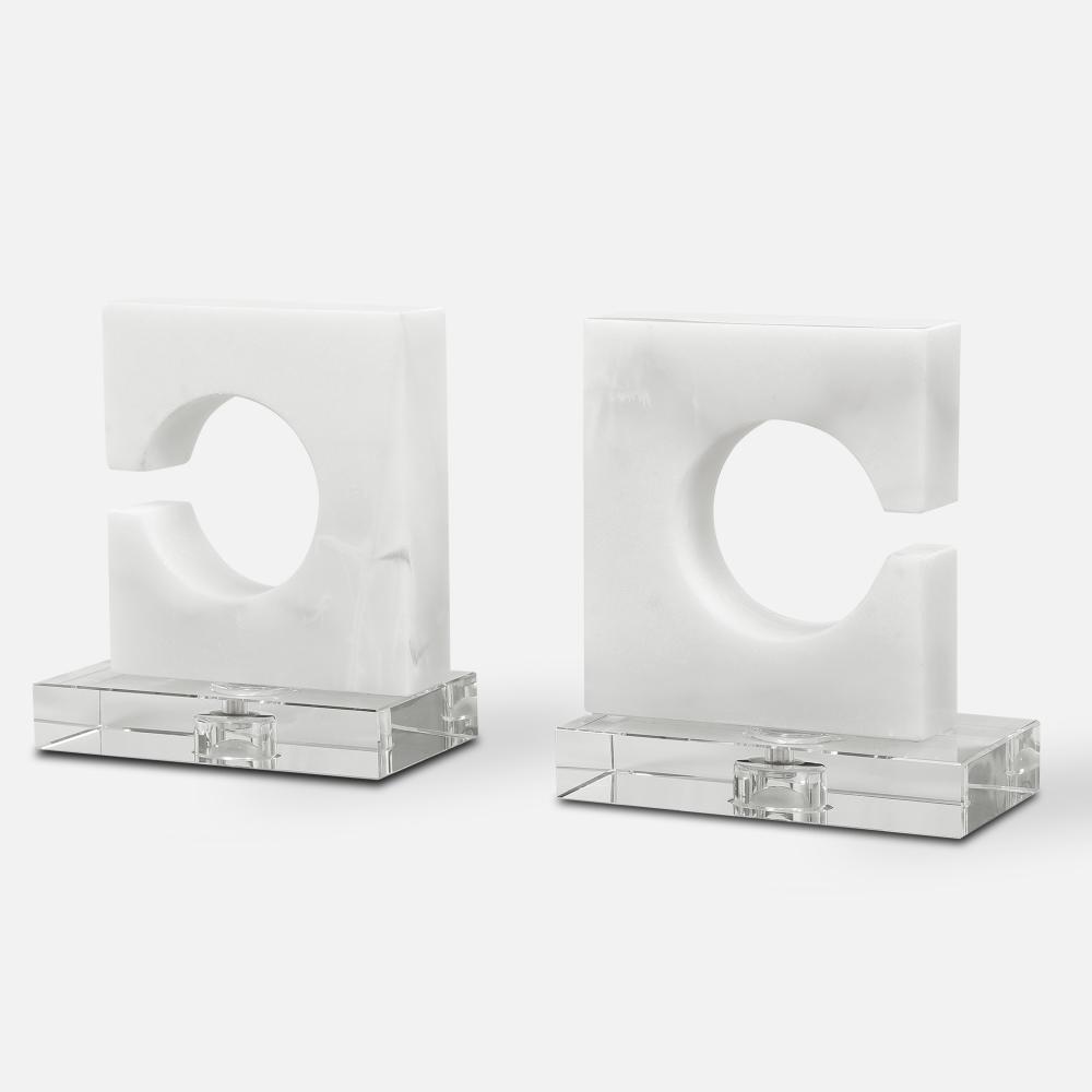 Clarin White & Gray Bookends, S/2