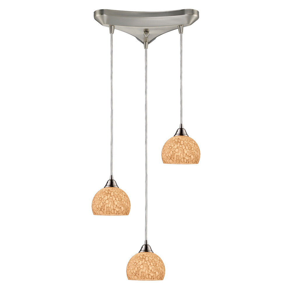 Cira 3 Light Pendant In Satin Nickel And Pebbled