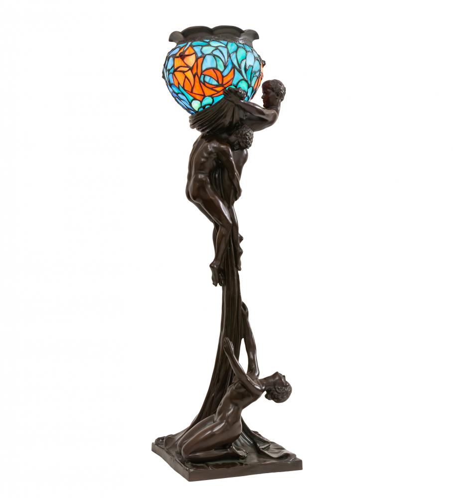 35" High Lovers' Trangle W/Tiffany Goldfish Table Lamp