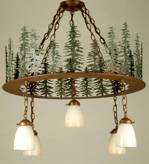 28"W Tall Pines 5 LT Chandelier