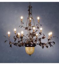 Meyda White 10009 - 60" Wide Greenbriar Oak 12 Arm Chandelier