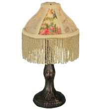 Meyda White 131721 - 10"H Fabric & Fringe Roses Mini Lamp