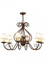 Meyda White 149663 - 36"W Jenna 6 LT W/Fabric Shades Chandelier