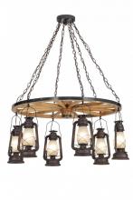 Meyda White 151906 - 40"W Miners Lantern 6 LT Wagon Wheel Chandelier