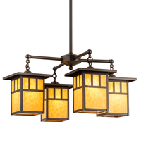 Meyda White 204749 - 31" Wide Hyde Park Double Bar Mission 4 Light Chandelier