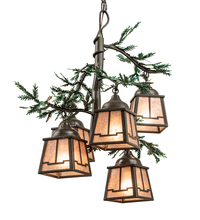 Meyda White 211883 - 28" Wide Pine Branch Valley View 5 Light Chandelier