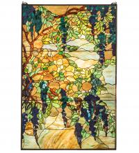 Meyda White 230806 - 32" Wide X 48" High Tiffany Wisteria & Snowball Window