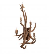 Meyda White 247860 - 21" Wide Antlers Elk & Mule Deer 5 Light Wall Sconce