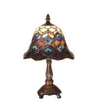 Meyda White 30317 - 13.5"H Tiffany Peacock Feather Mini Lamp