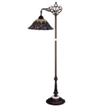 Meyda White 65840 - 61"H Tiffany Peacock Feather Bridge Arm Floor Lamp