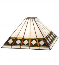 Meyda White 67923 - 14" Square Diamond Band Mission Shade