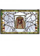 Meyda White 69502 - 28"W X 18"H Pack Basket Stained Glass Window