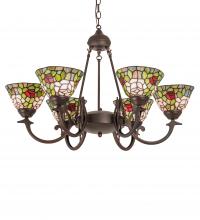 Meyda White 72651 - 32" Wide Tiffany Rosebush 6 Light Chandelier