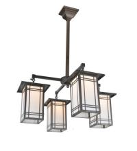 Meyda White 82505 - 33"W Hyde Park Wright 4 LT Chandelier